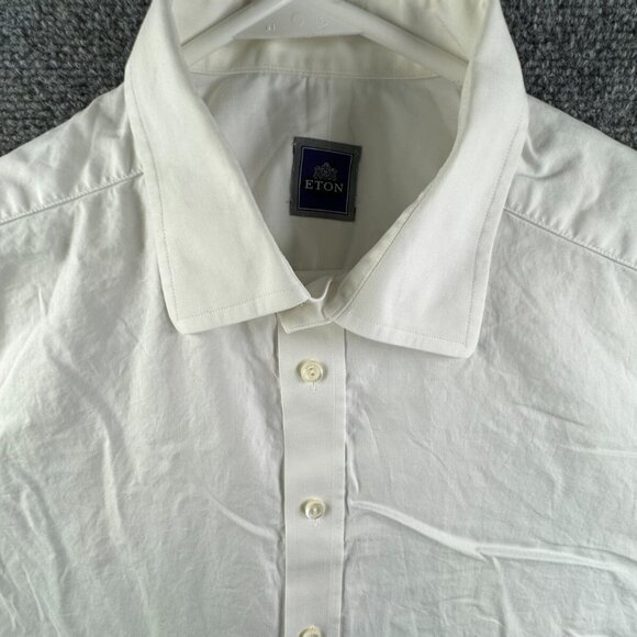 Eton Long Sleeve Button Up Shirt Men Cotton Designer White 17.5 Sweden Woven - Picture 1 of 15